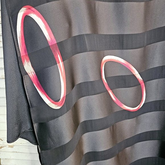 Vintage 90s sheer paneled ring print dress L - Picture 2 of 9